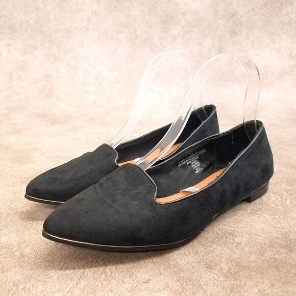 Merona Womens Size 7.5 Black Slip On Loafer Pointed Toe Flats - Picture 3 of 11